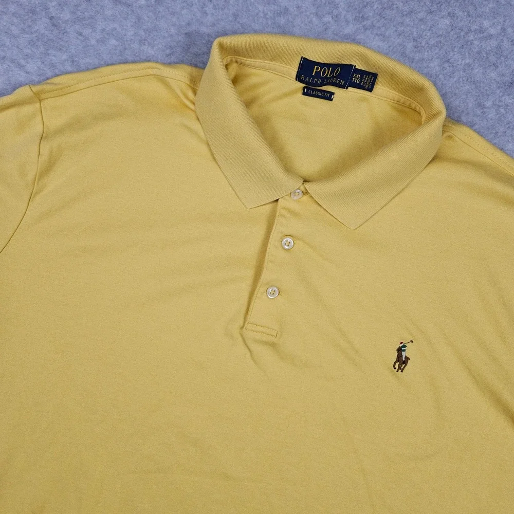Polo Ralph Lauren (Men's XXL) Yellow Polo Shirt Classic Fit Cotton Pony Stretch